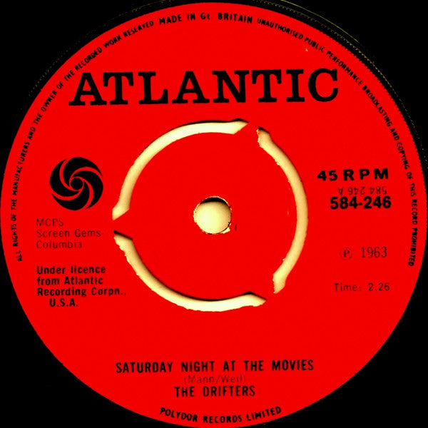 The Drifters : Saturday Night At The Movies (7", Mono, RE)