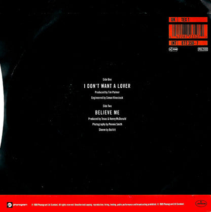 Texas : I Don't Want A Lover (7", Single, Inj)