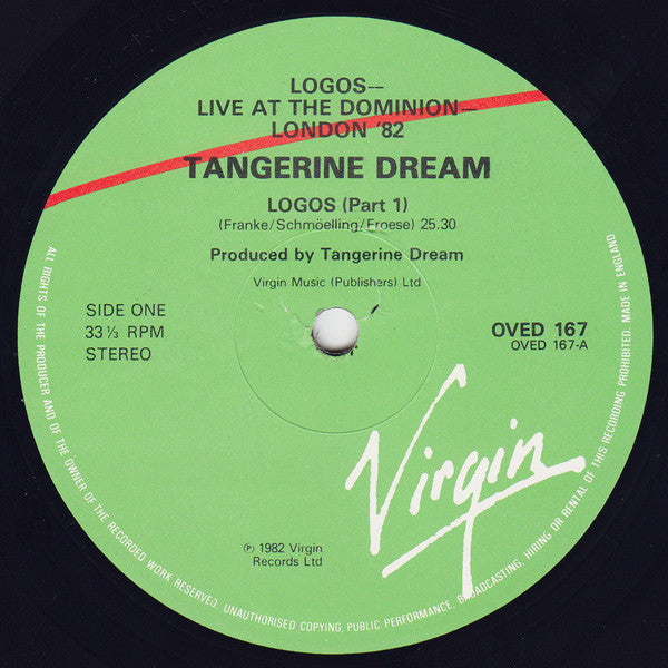 Tangerine Dream : Logos Live (LP, Album, RE)