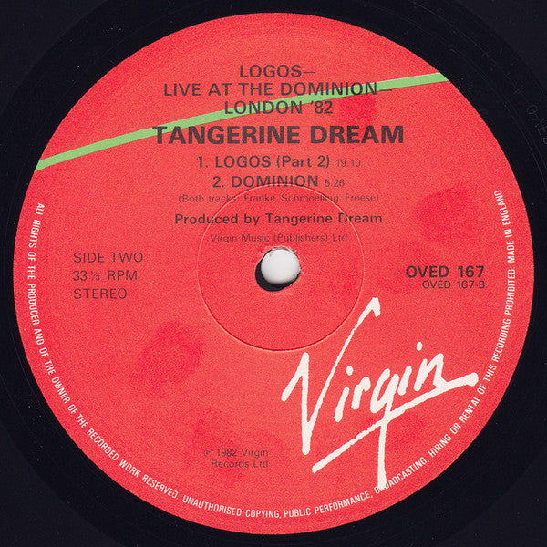 Tangerine Dream : Logos Live (LP, Album, RE)
