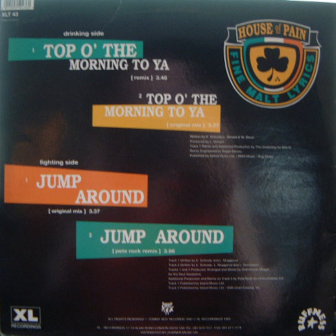 House Of Pain : Top O' The Morning To Ya (Remix) / Jump Around (12")
