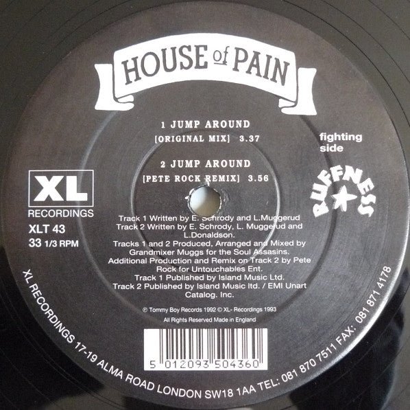 House Of Pain : Top O' The Morning To Ya (Remix) / Jump Around (12")