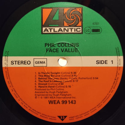 Phil Collins : Face Value (LP, Album, Tow)