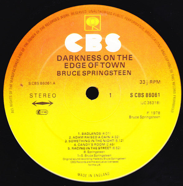 Bruce Springsteen : Darkness On The Edge Of Town (LP, Album)