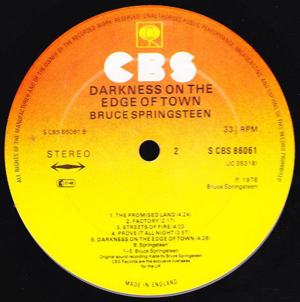 Bruce Springsteen : Darkness On The Edge Of Town (LP, Album)