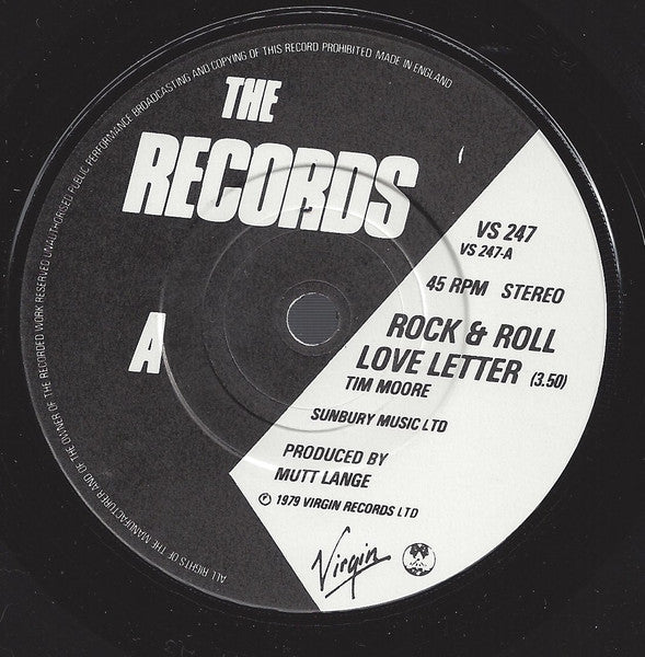 The Records : Rock And Roll Love Letter (7")