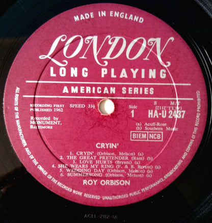 Roy Orbison : Crying (LP, Album, Mono, RP)