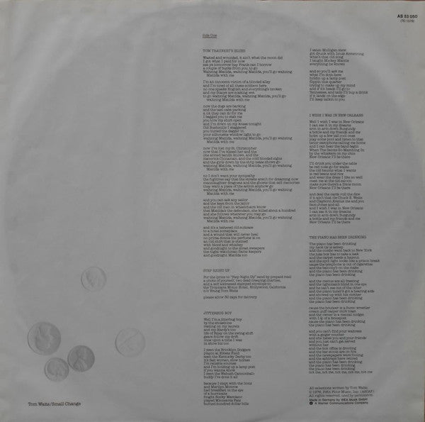 Tom Waits : Small Change (LP, Album, RE)