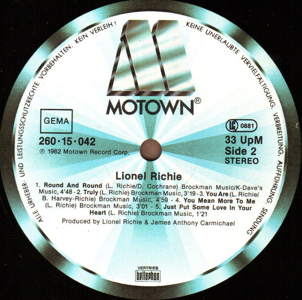 Lionel Richie : Lionel Richie (LP, Album, Gat)