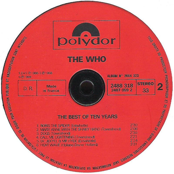 The Who : The Best Of The Last Ten Years / '64 - '74 (2xLP, Comp)