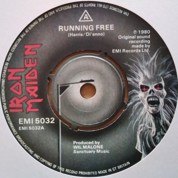 Iron Maiden : Running Free (7", Single, Car)