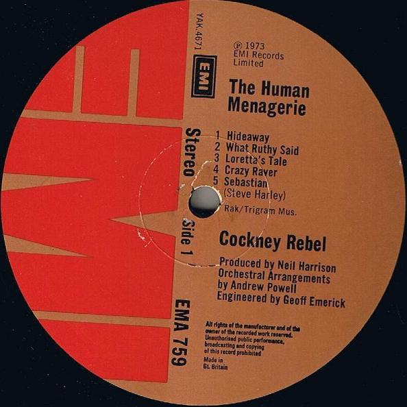 Cockney Rebel : The Human Menagerie (LP, Album, Gat)
