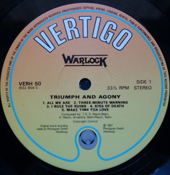 Warlock (2) : Triumph And Agony (LP, RP)