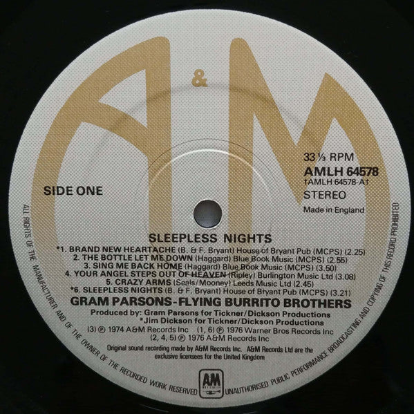 Gram Parsons / The Flying Burrito Bros : Sleepless Nights (LP)