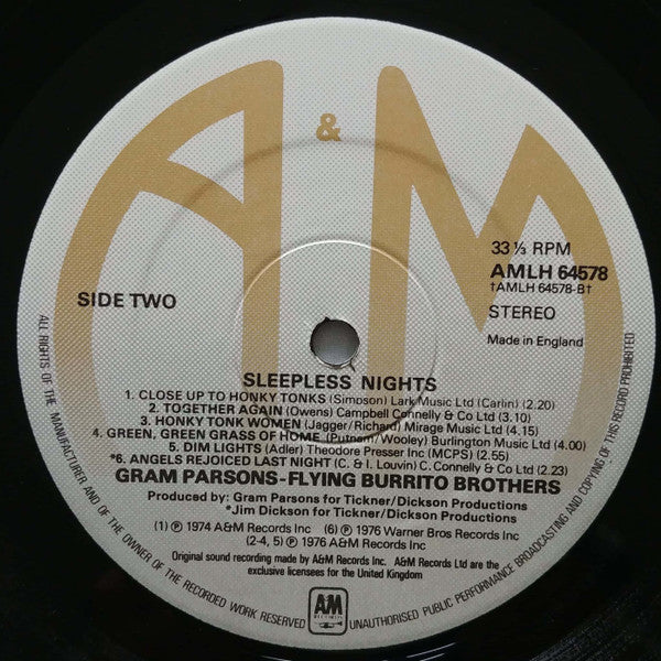Gram Parsons / The Flying Burrito Bros : Sleepless Nights (LP)