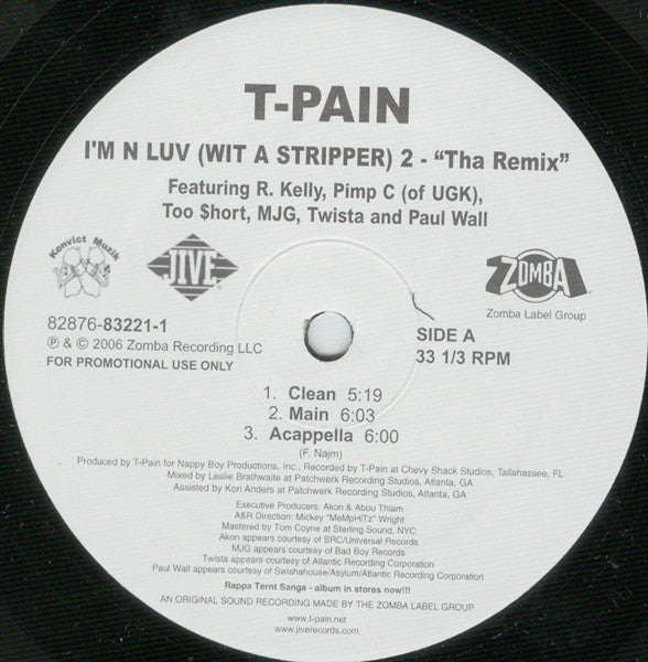 T-Pain : I'm N Luv (Wit A Stripper) 2 - "Tha Remix" (12", Promo)