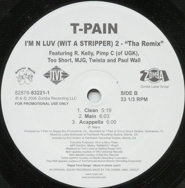 T-Pain : I'm N Luv (Wit A Stripper) 2 - "Tha Remix" (12", Promo)