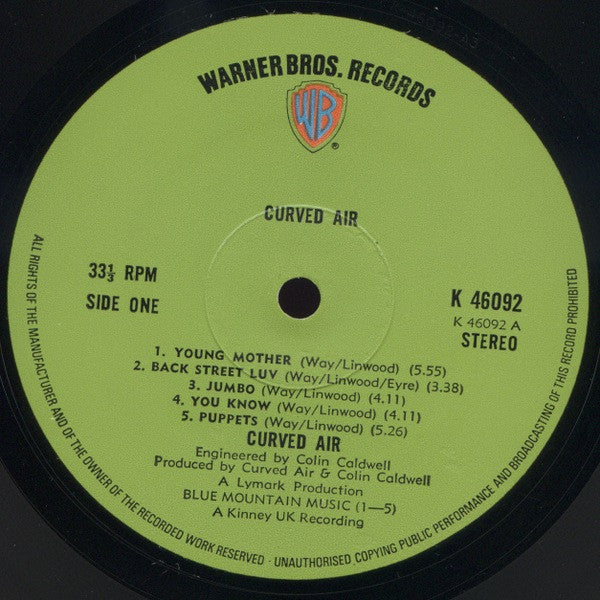 Curved Air : Second Album (LP, Album, Die)