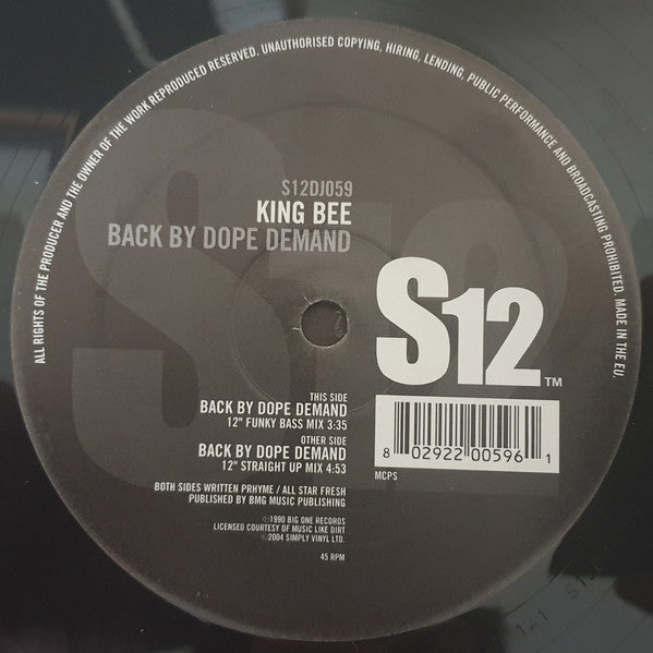 King Bee : Back By Dope Demand  (12", RE, RP)