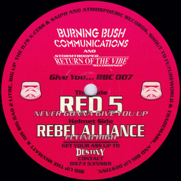 Red 5 (2) / Rebel Alliance (2) : Never Gonna Give You Up / Flying High (12")