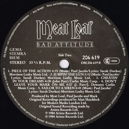 Meat Loaf : Bad Attitude (LP, Album)