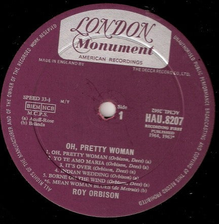 Roy Orbison : Oh, Pretty Woman (LP, Comp, Mono, Plu)