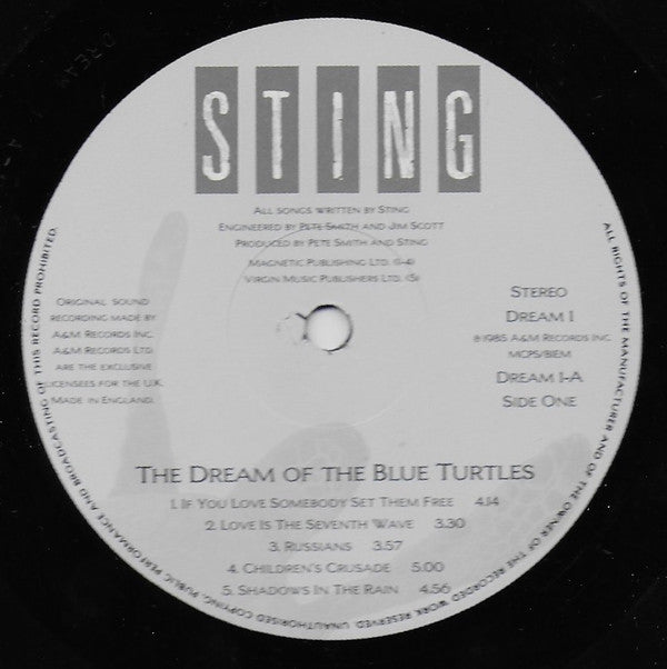 Sting : The Dream Of The Blue Turtles (LP, Album, EMI)