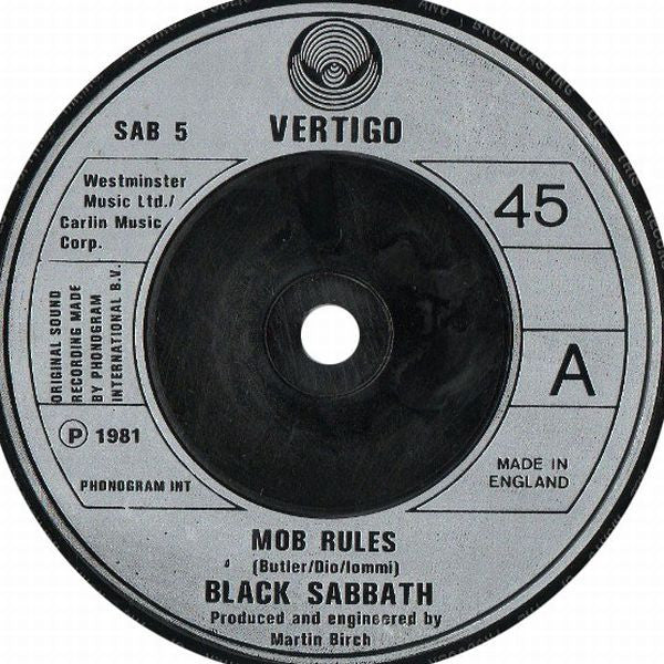 Black Sabbath : Mob Rules (7", Single)