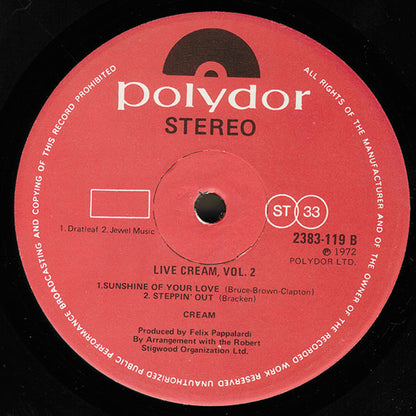 Cream (2) : Live Cream Volume II (LP, Album)