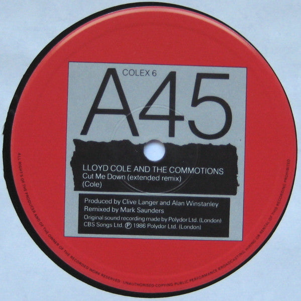Lloyd Cole And The Commotions* : Cut Me Down (Remix) (12")