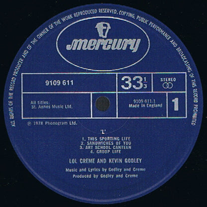 Lol Creme And Kevin Godley* : L (LP, Album)