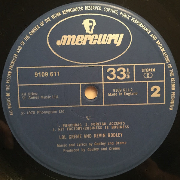 Lol Creme And Kevin Godley* : L (LP, Album)