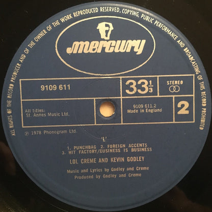 Lol Creme And Kevin Godley* : L (LP, Album)