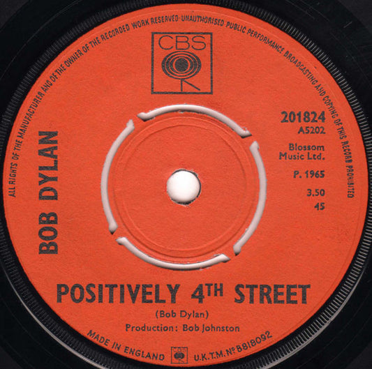 Bob Dylan : Positively 4th Street (7", Single, 4-p)
