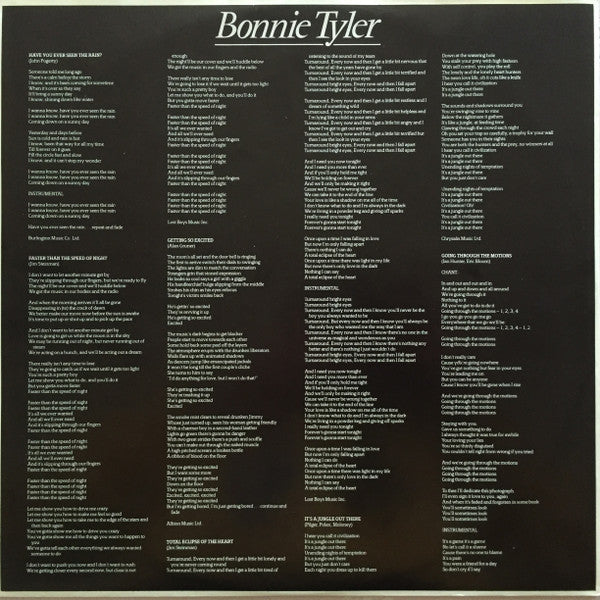 Bonnie Tyler : Faster Than The Speed Of Night (LP, Album)