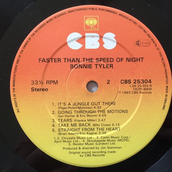 Bonnie Tyler : Faster Than The Speed Of Night (LP, Album)