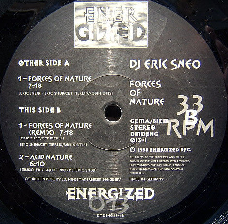 DJ Eric Sneo* : Forces Of Nature (12")