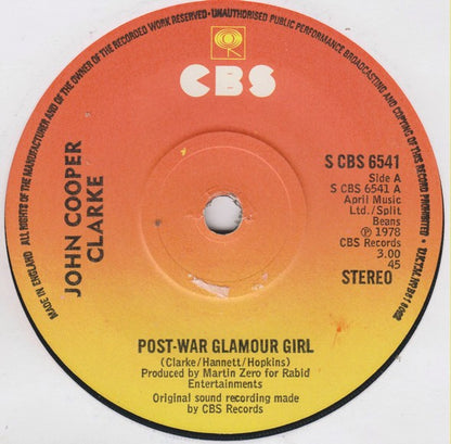 John Cooper Clarke : Post-War Glamour Girl (7", Single)