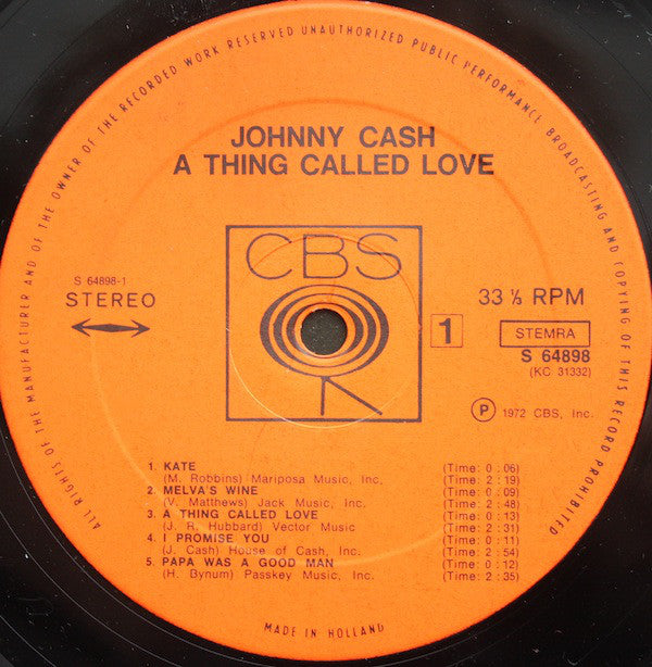 Johnny Cash : A Thing Called Love (LP, Album)