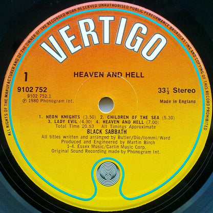 Black Sabbath : Heaven And Hell (LP, Album)