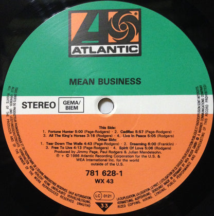 The Firm (7) : Mean Business (LP, Album)