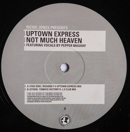 Richie Jones Presents Uptown Express V Richard F. : Not Much Heaven (12", Single)