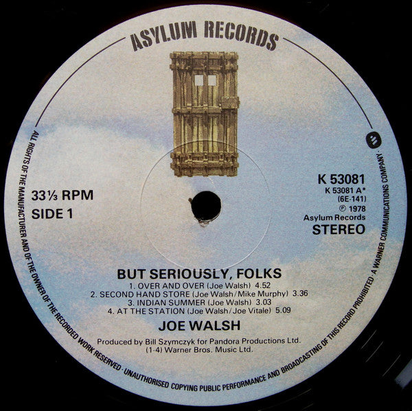 Joe Walsh : "But Seriously, Folks..." (LP, Album, Gat)