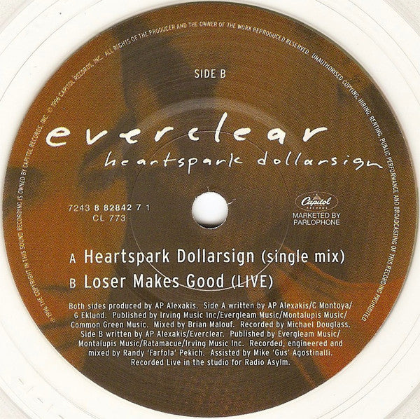 Everclear : Heartspark Dollarsign (7", Single, Ltd, Cle)