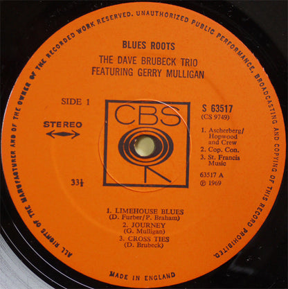 The Dave Brubeck Trio Featuring Gerry Mulligan : Blues Roots (LP, Album)