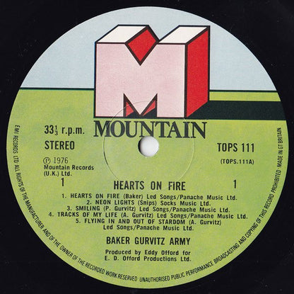Baker Gurvitz Army : Hearts On Fire (LP, Album)