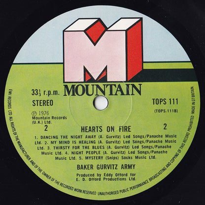 Baker Gurvitz Army : Hearts On Fire (LP, Album)