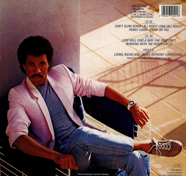 Lionel Richie : Can't Slow Down (LP, Album, RE, Gat)