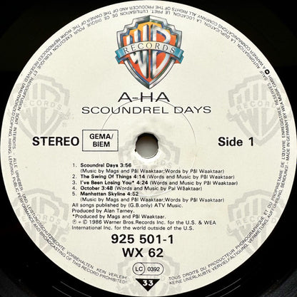 a-ha : Scoundrel Days (LP, Album, Als)
