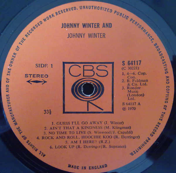 Johnny Winter And : Johnny Winter And (LP, Album, A3 )